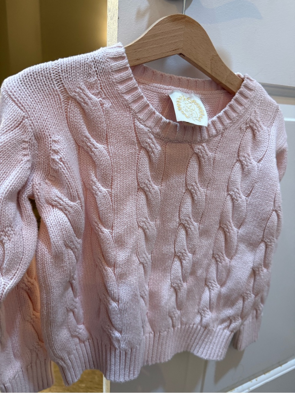 Girls Beaufort Bonnet Classic Cable Knit Pink Sweater